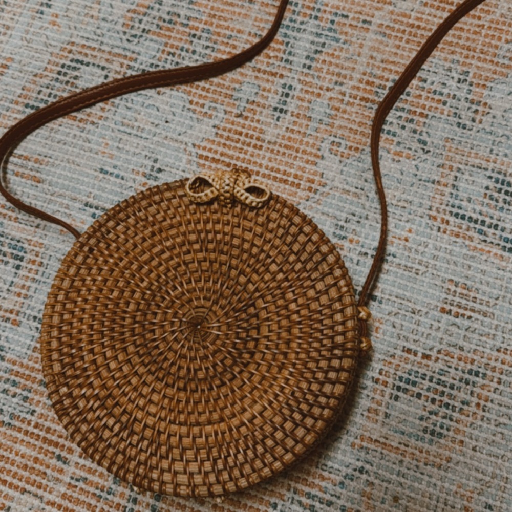 Brown Woven Crossbody Bag